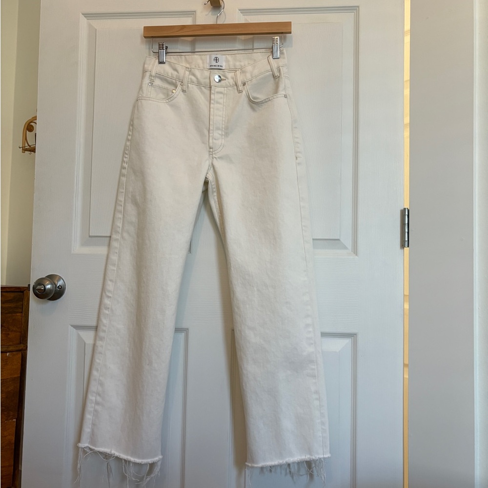 Anine Bing Gavin Jeans Cotton Hemp Ecru White Jeans Size 24 Cream A-06-1113-170